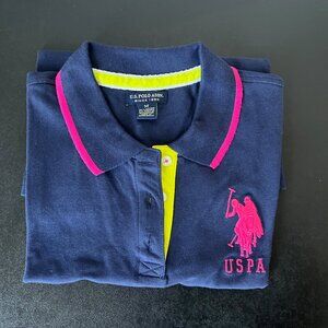 U.S. Polo Assn Navy Cotton Polo Shirt Size Medium Short Sleeve